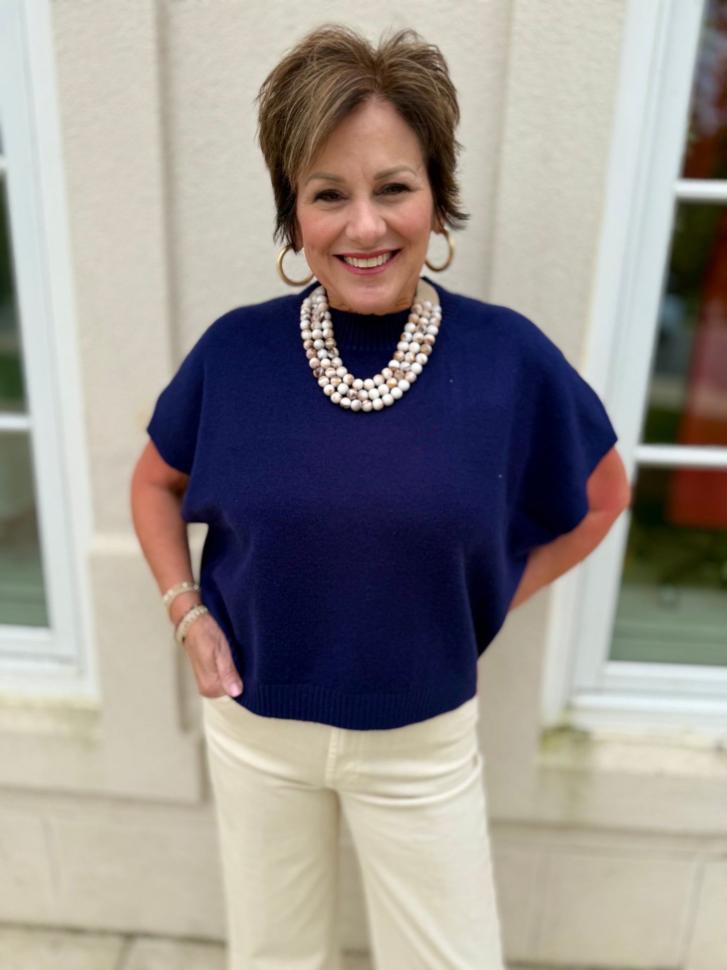 Navy Dropped Shoulder Sweater