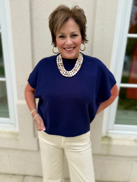 Navy Dropped Shoulder Sweater