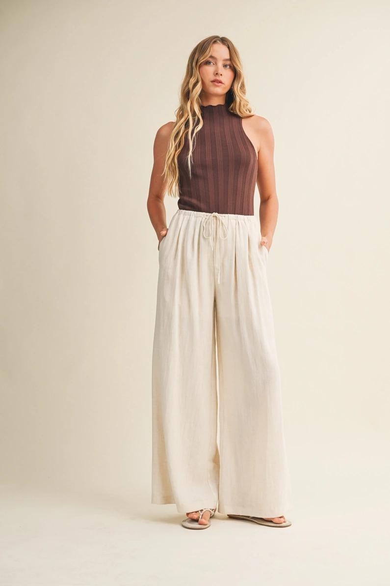 Linen Waist Tuck Pants