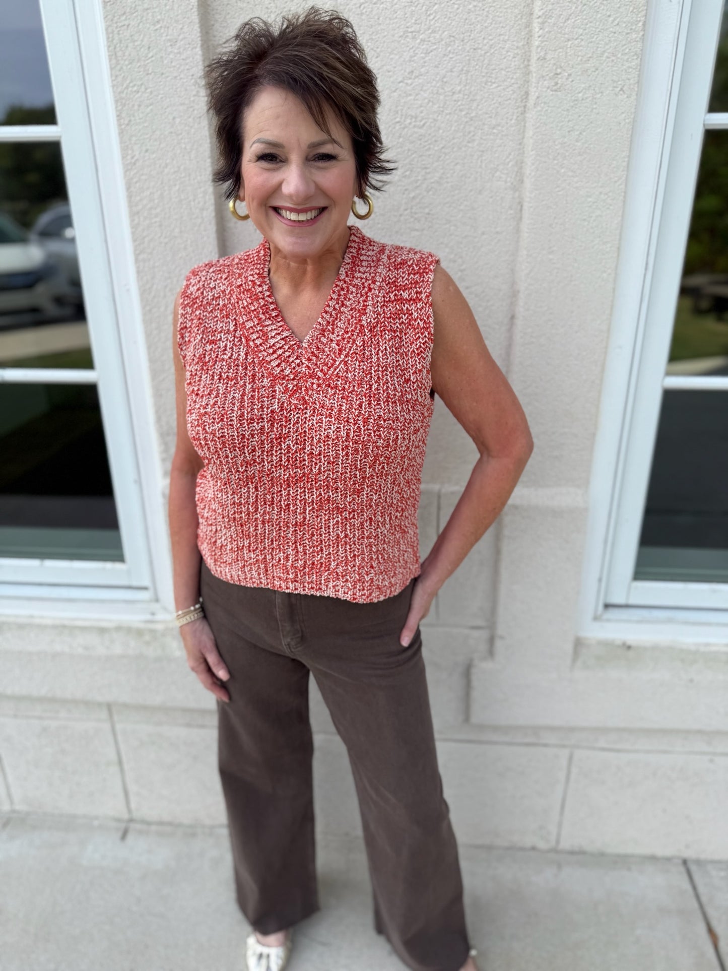 Orange and White Two Tone Chenille Vest