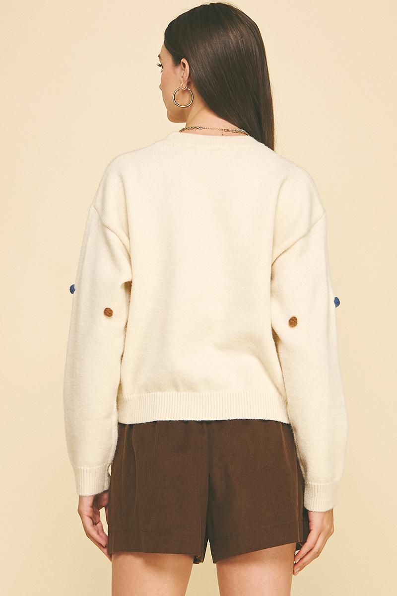 Off White Embroidered Sweater