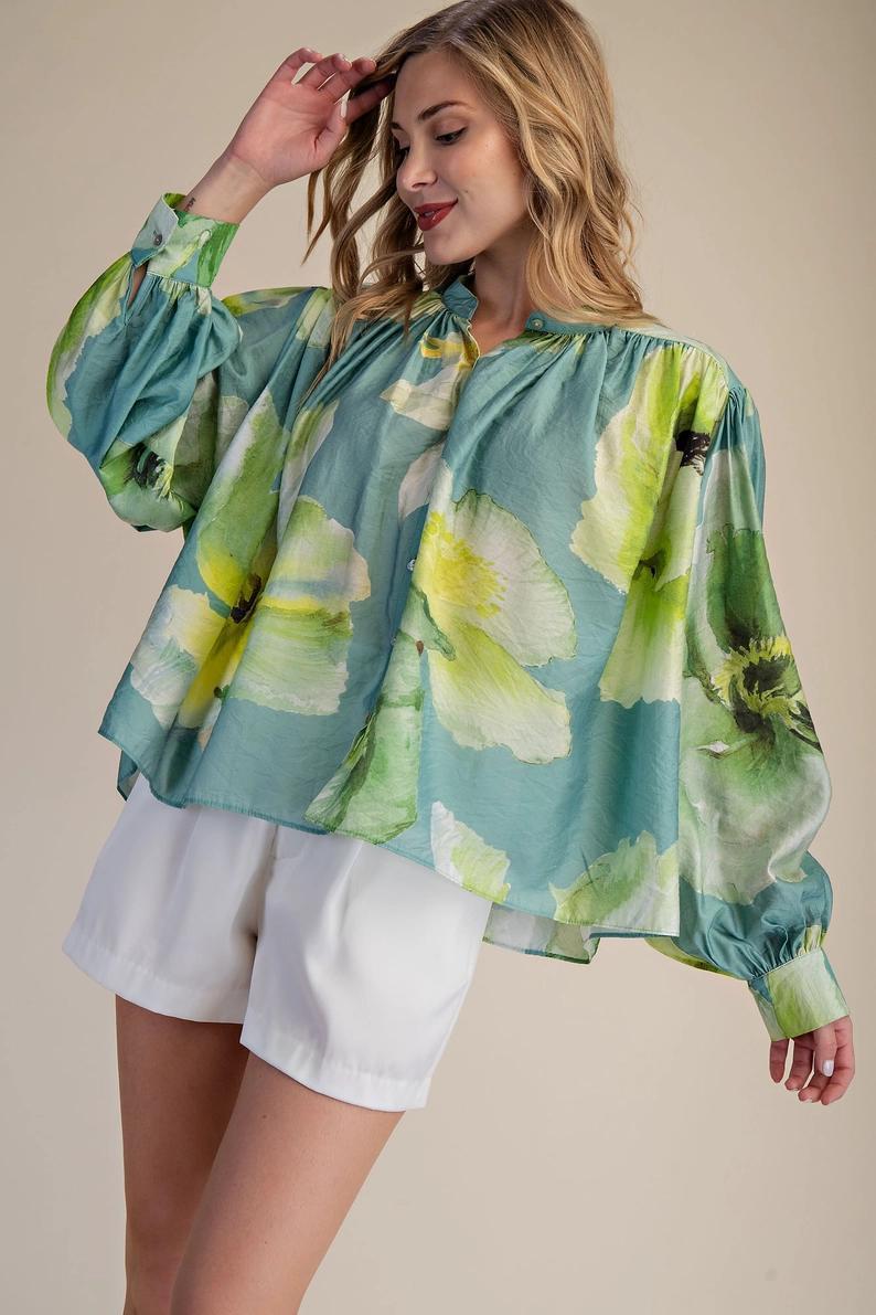 Sage Multi Voluminous Blouse