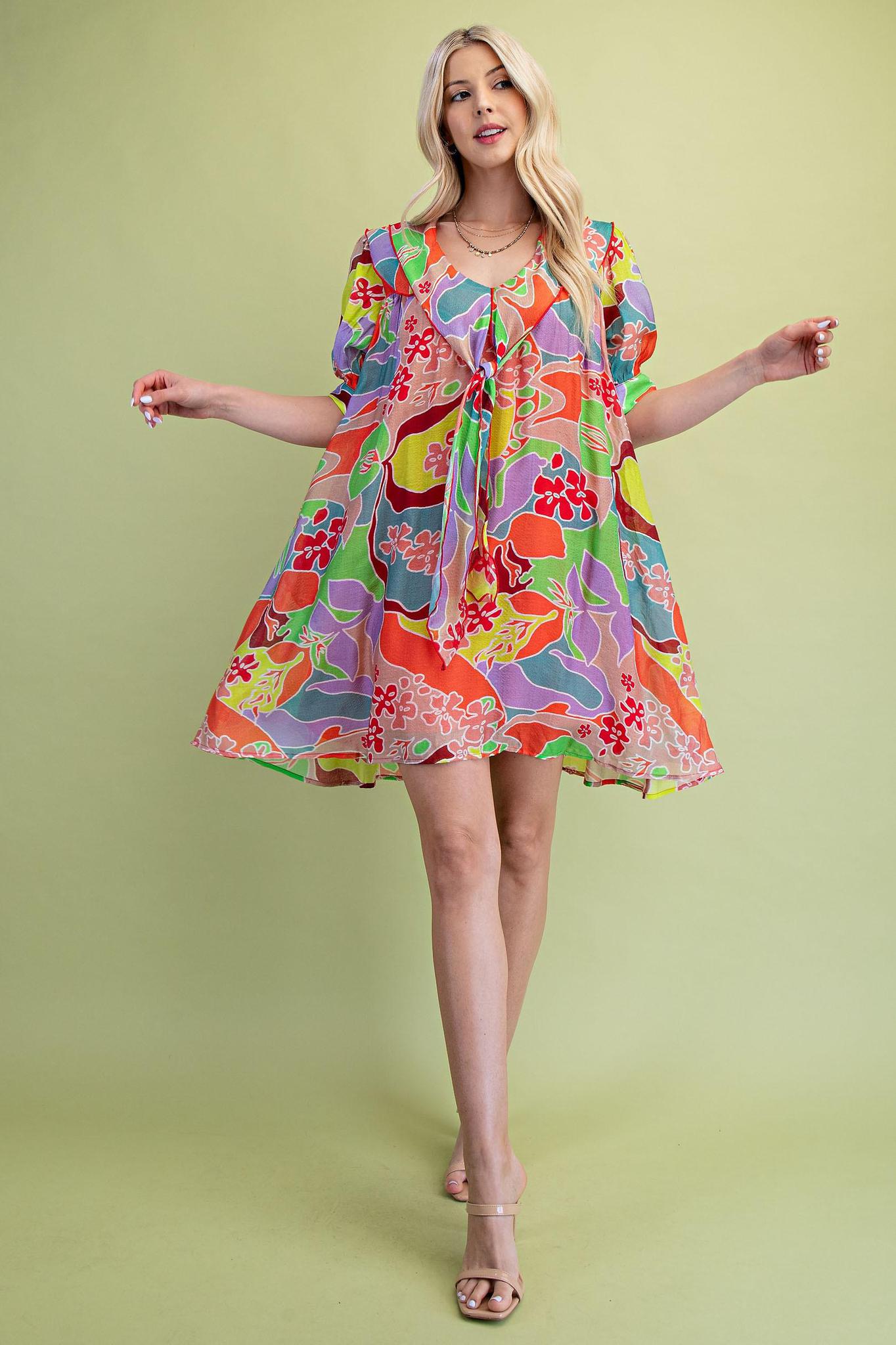 Orange Mix Sailor Mini Dress