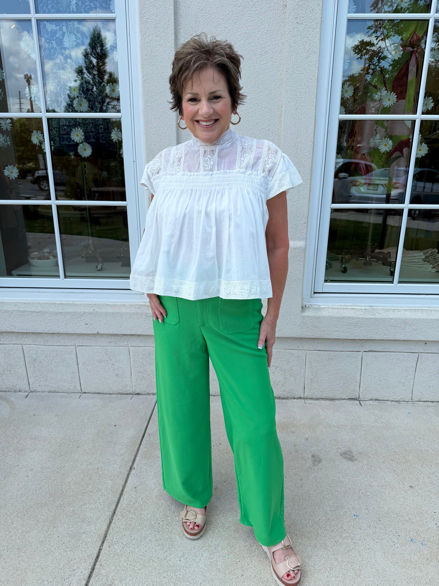 Green Comfy HR Stretchy Wide Leg Pant