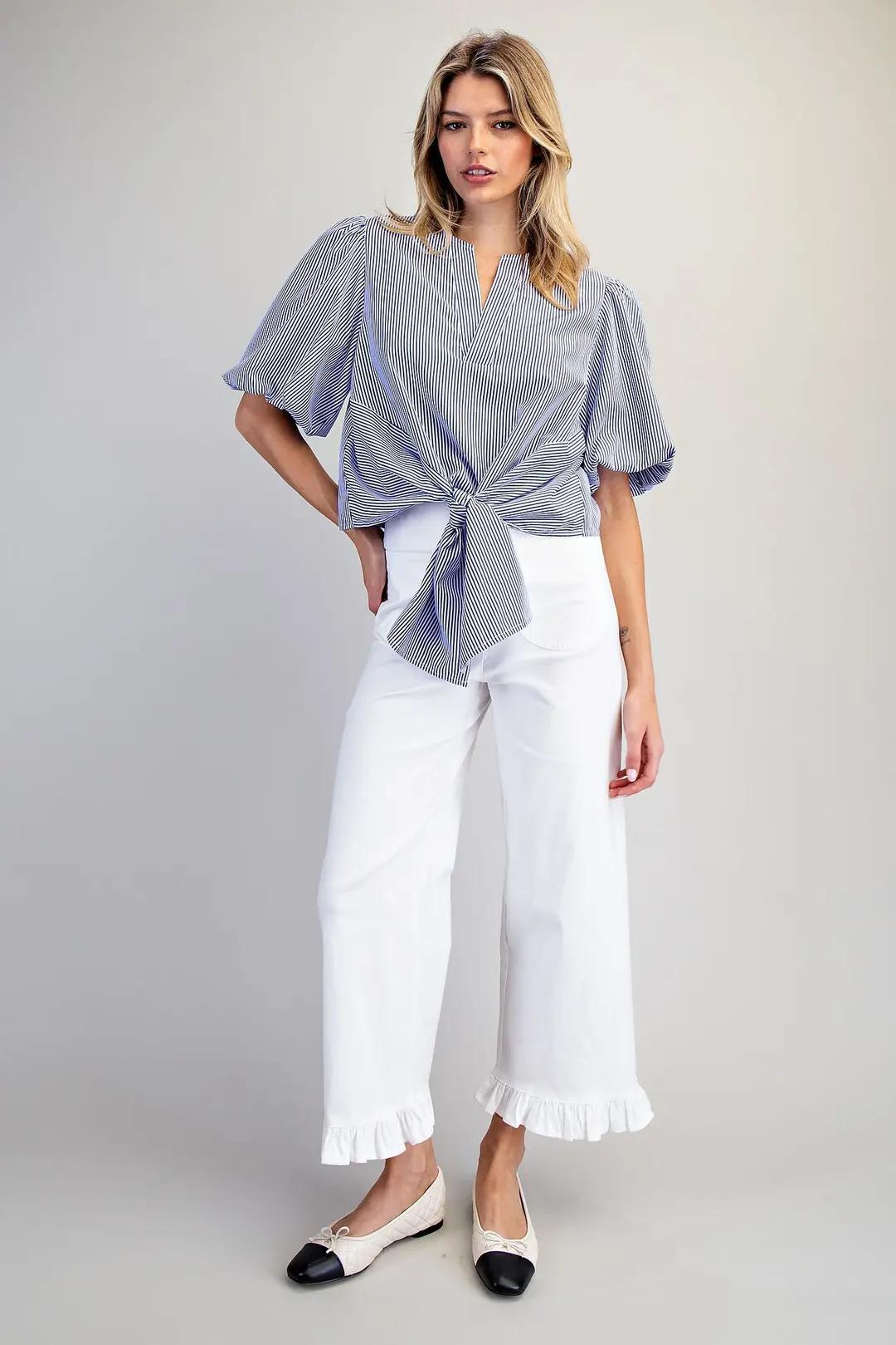 Cobalt Blue Striped Blouse