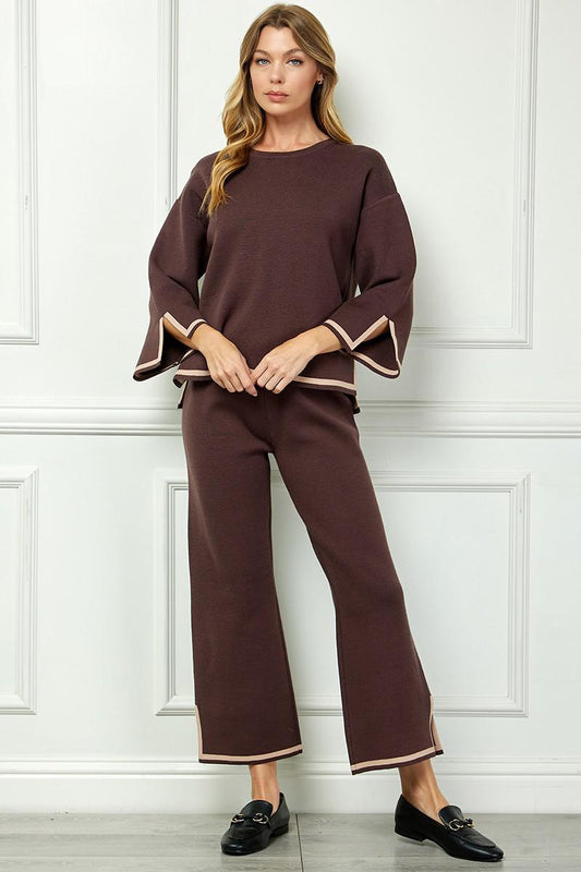 Chocolate and Tan Knit Set