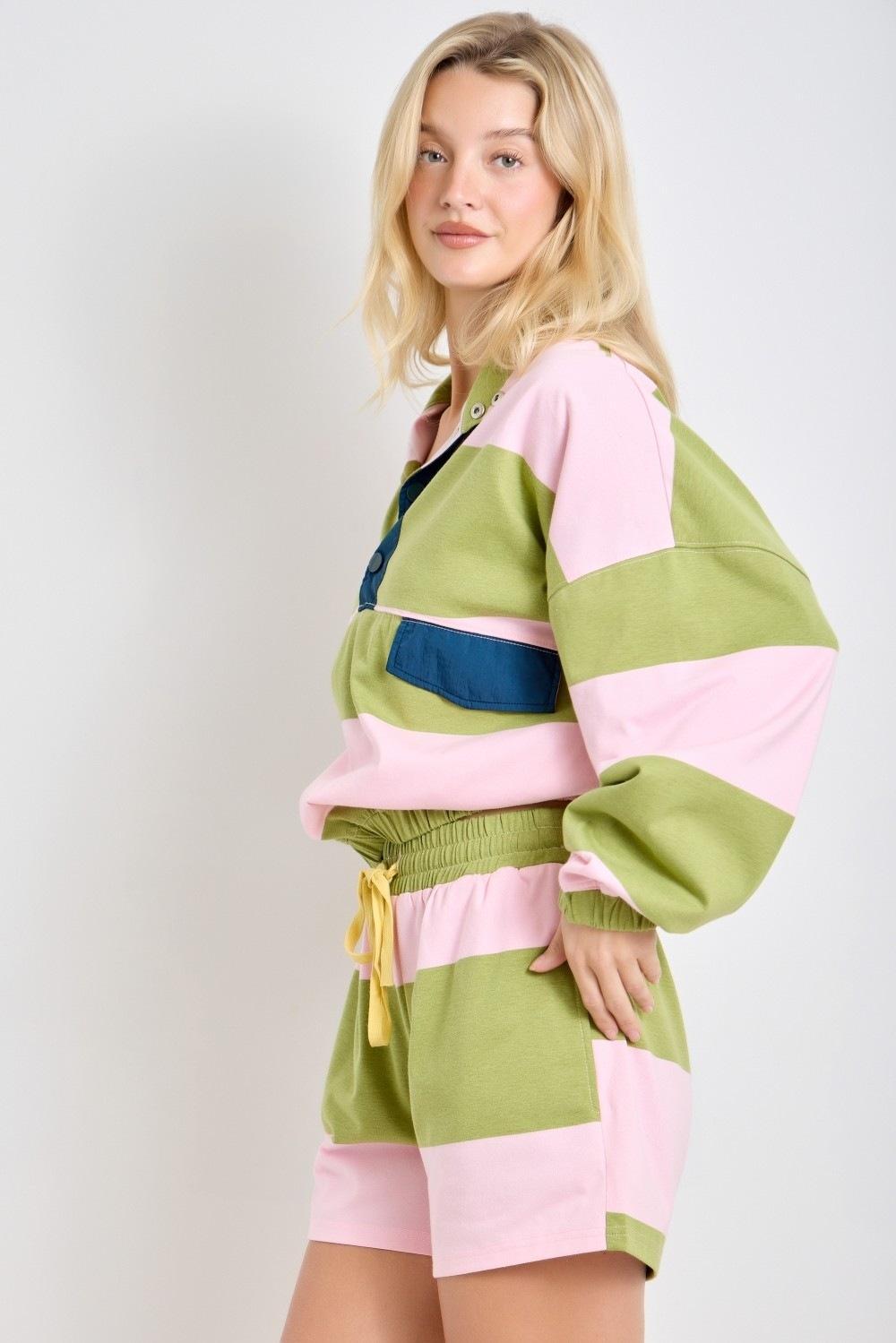 Pink and Green Wide Stripe Set