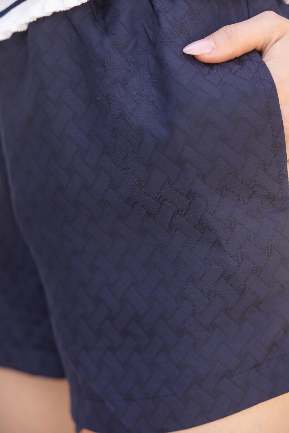 Navy Self Tie Shorts