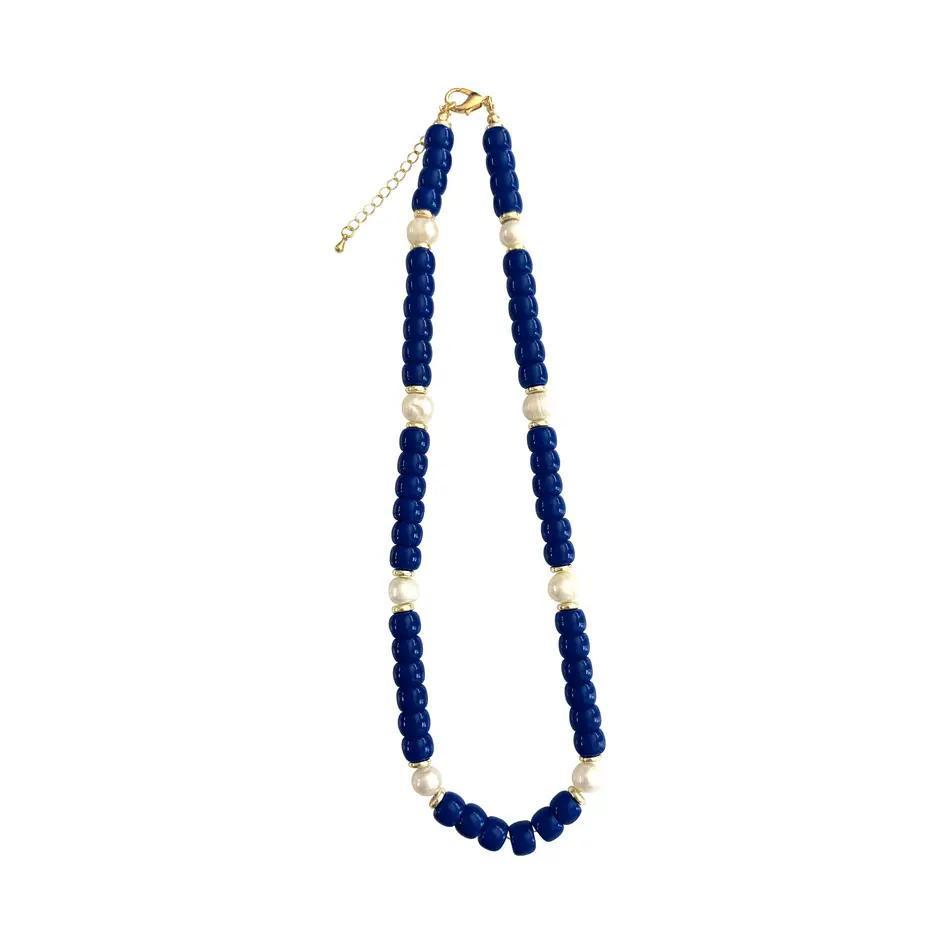 Victory Navy Pearl Necklace