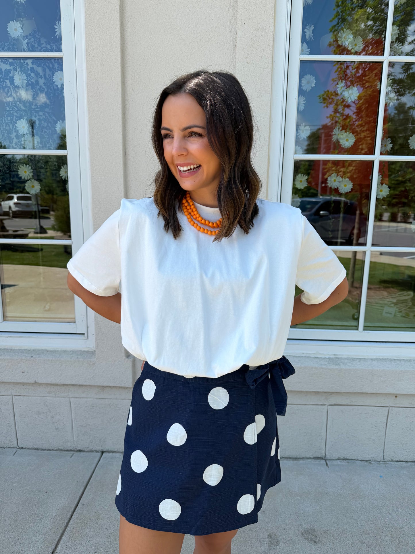 Navy and White Polka Dot Skort