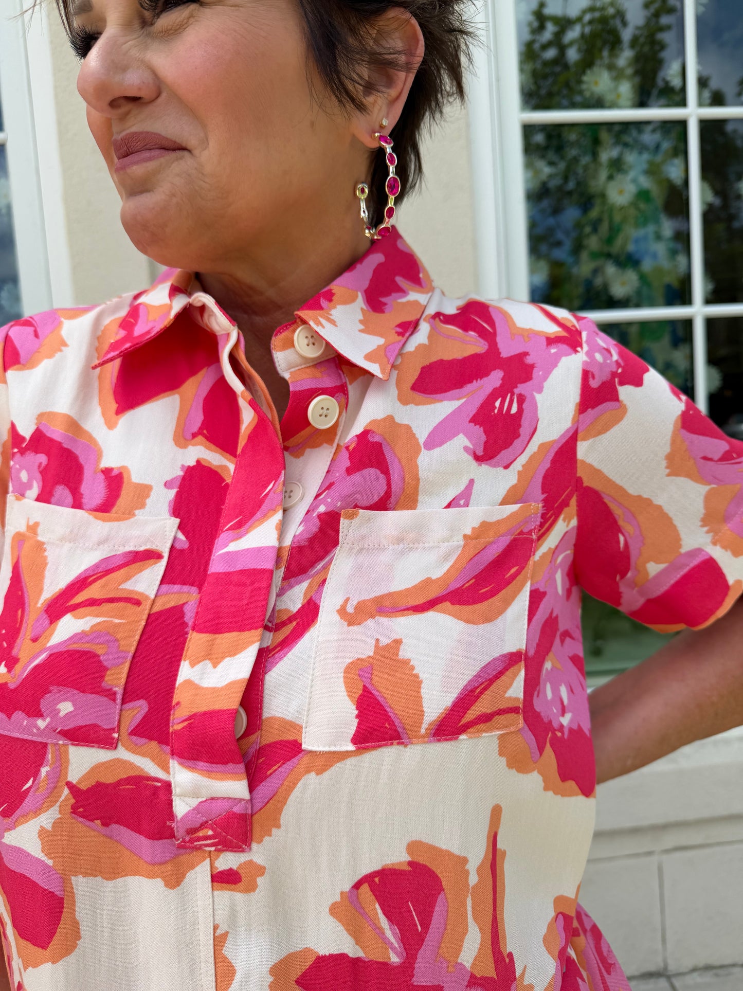 Hot Pink Floral Print Mini