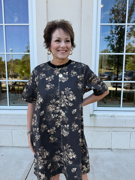Black and Floral Print Mini
