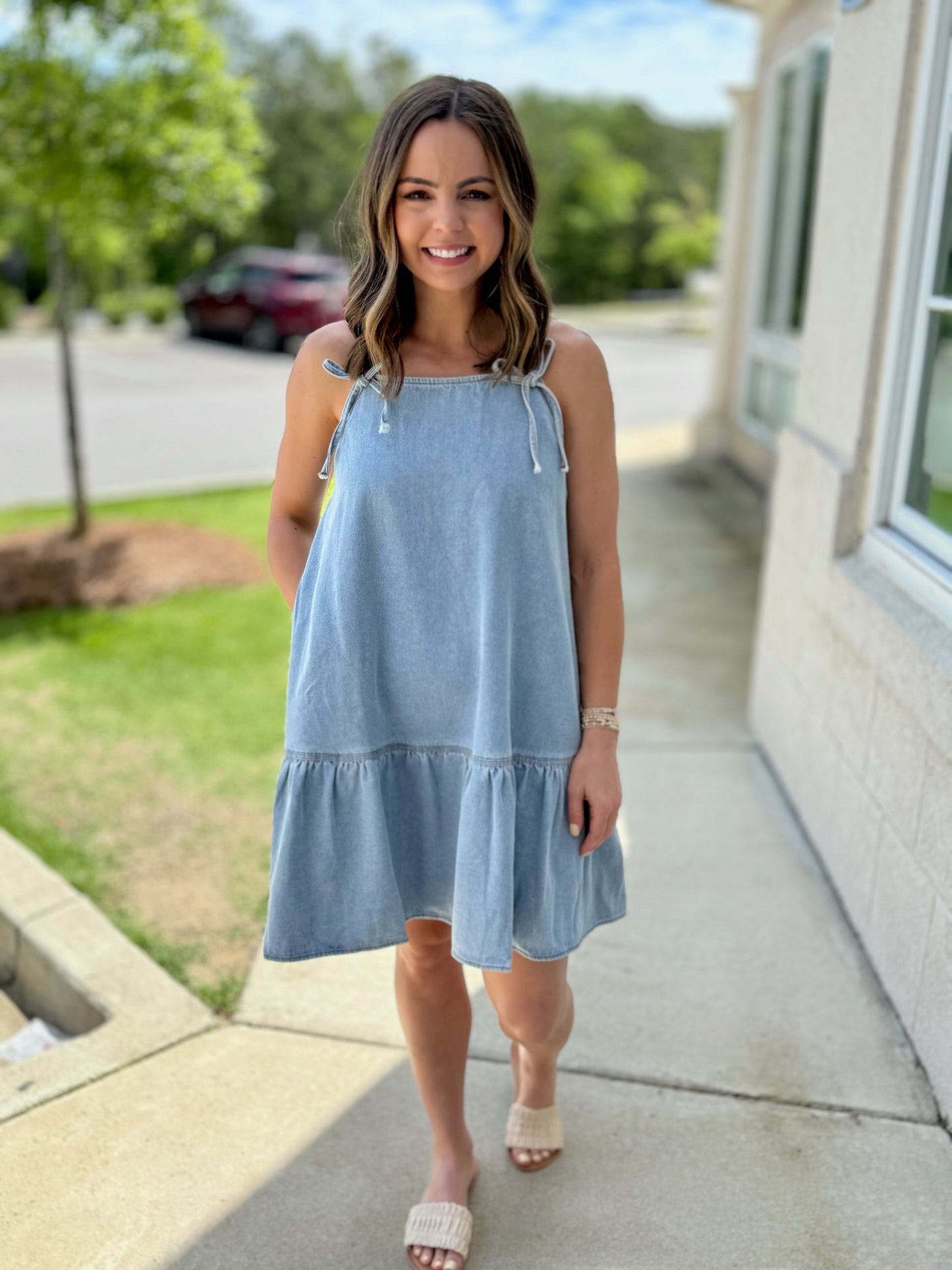 Denim Mini with Ribbon Bow Detail