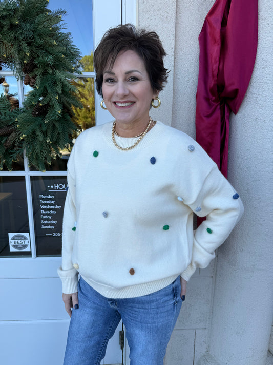 Off White Embroidered Sweater