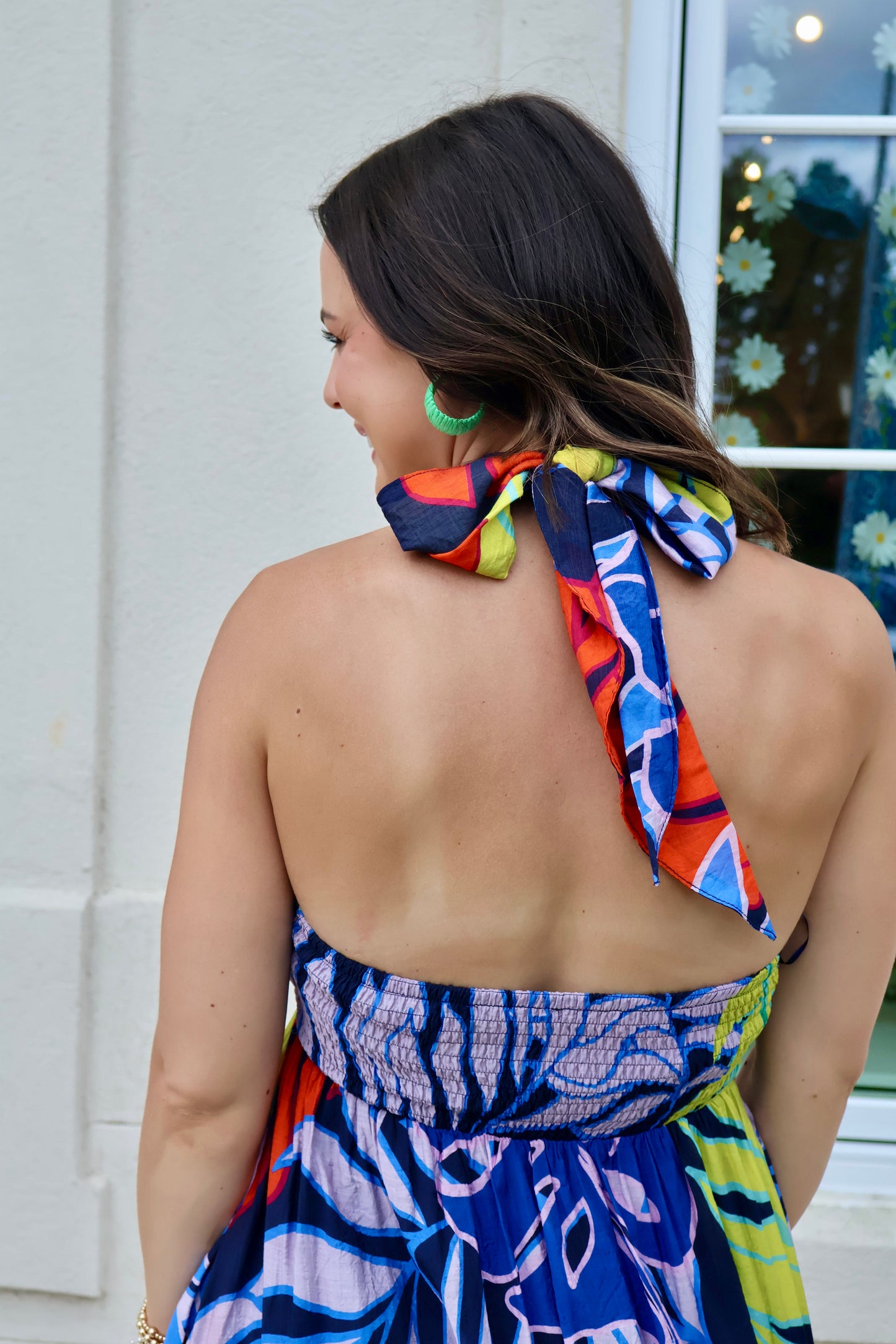 Midnight Tropical Halter Maxi Dress