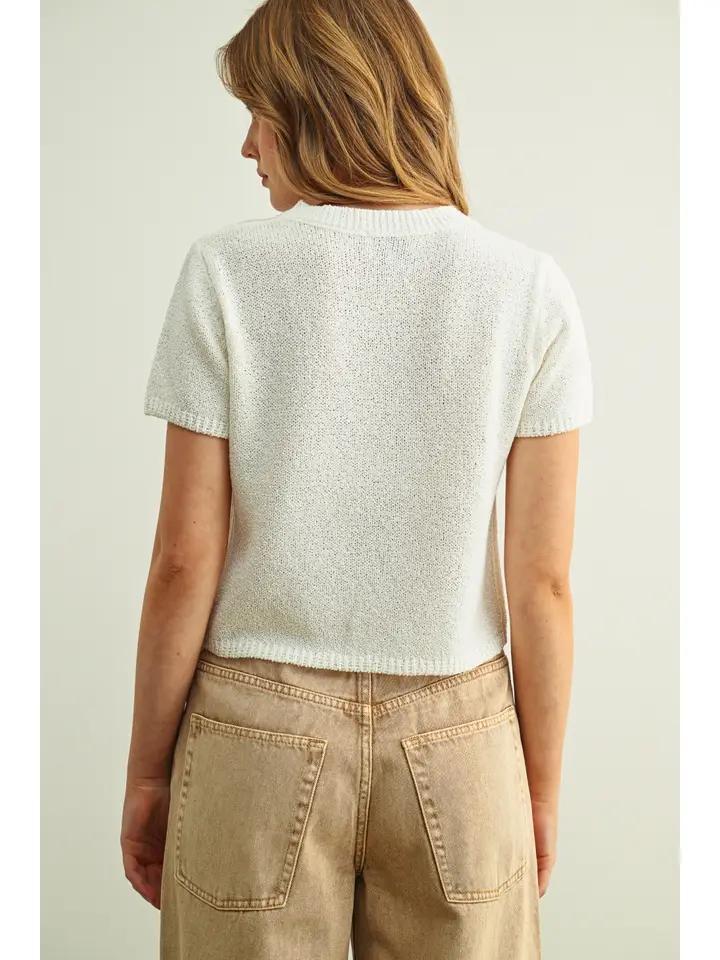 Off White Multi Button Top