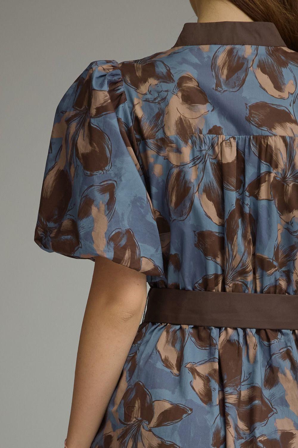 Brown Floral Mini Dress
