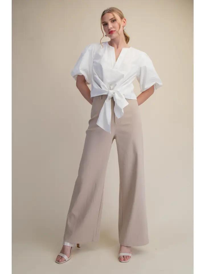 White Tie Front Blouse