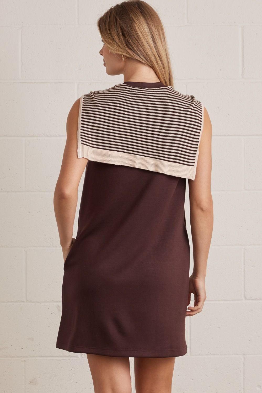 Brown with Scarf Detail Mini Dress