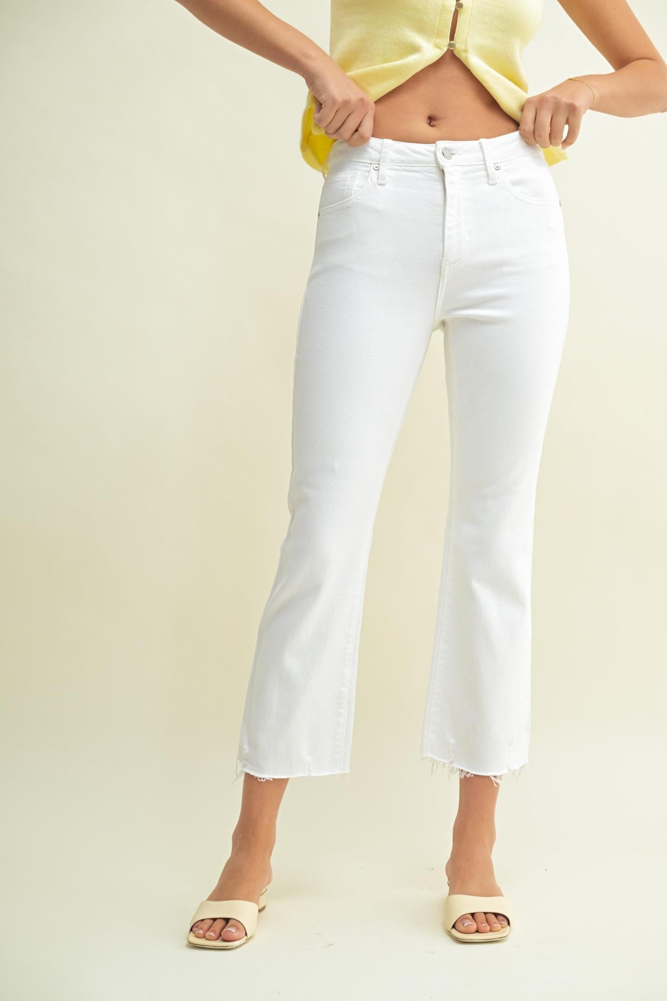White HR Flare Crop Denim