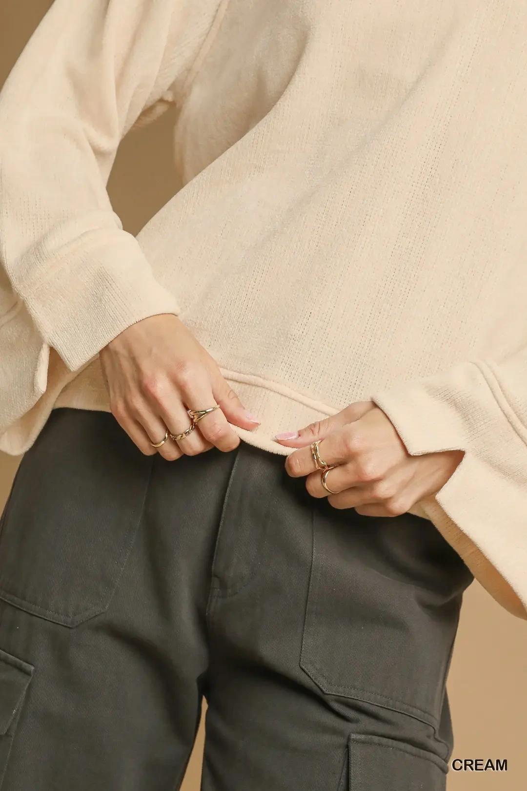 Cream Wide Leg Sweatsuit Set