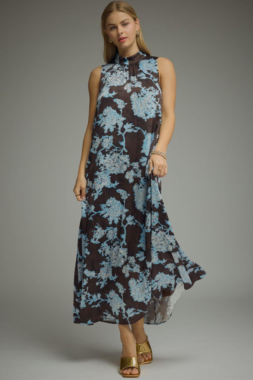 Brown Floral Print Maxi