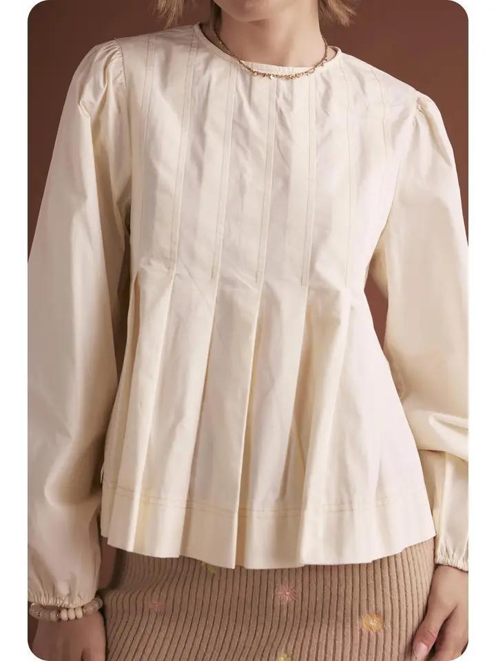 Yellowish Cream Pintuck Top