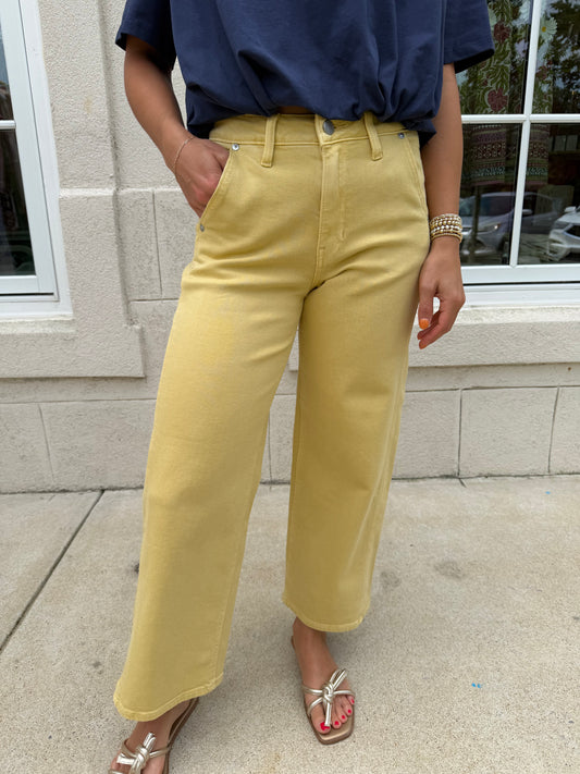 Butter Yellow Side Seam Straight Leg Jean