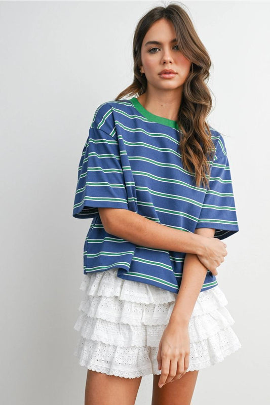 Blue and Green Boxy T shirt