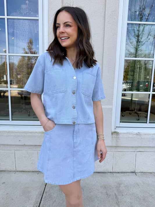 Light Denim A-line Skirt