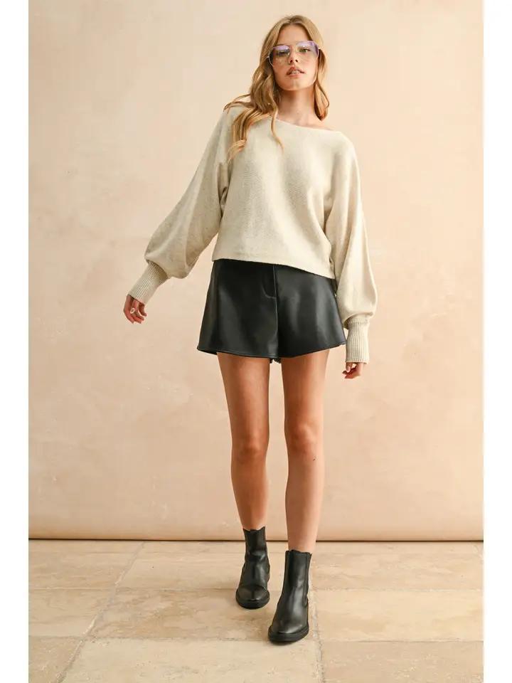 Oatmeal Boat Neck Sweater