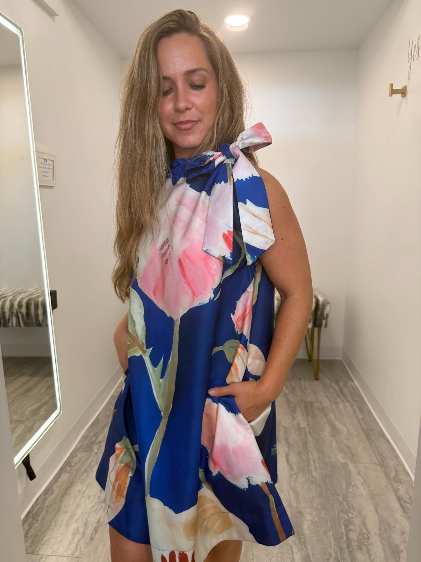 Royal Floral Print Mini Dress