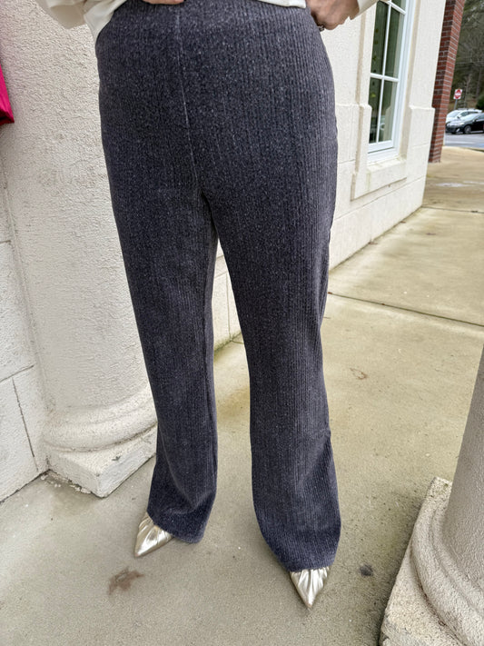Charcoal Velvet Cord Trousers