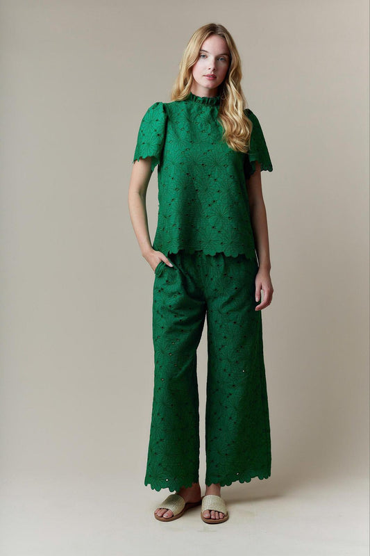 Green Eyelet Lace Set