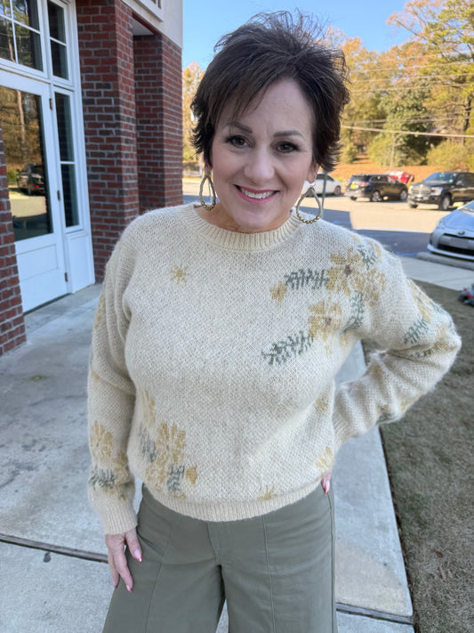 Custard Floral Pullover