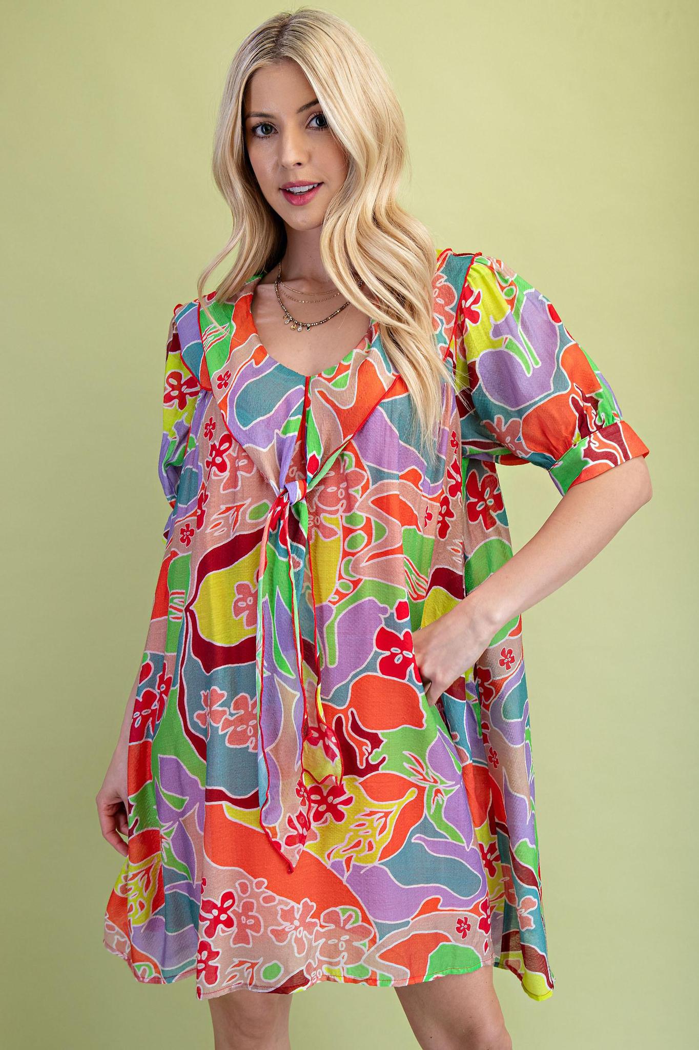 Orange Mix Sailor Mini Dress