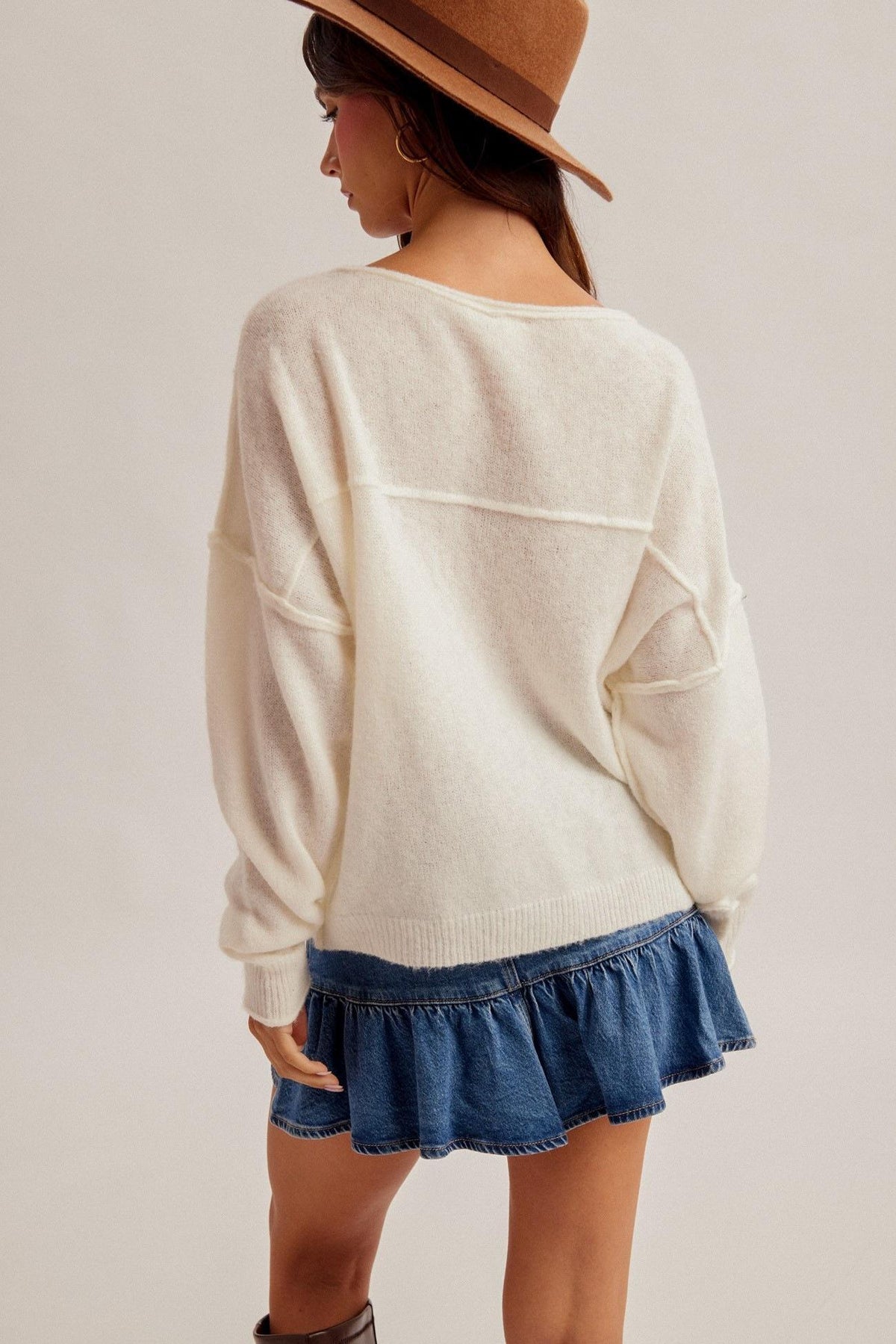 Vanilla Roll Edge Oversized Sweater