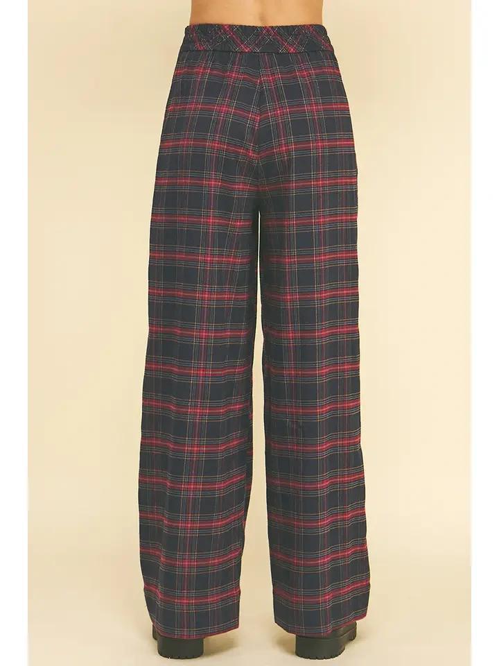 Navy and Red Plaid Pants