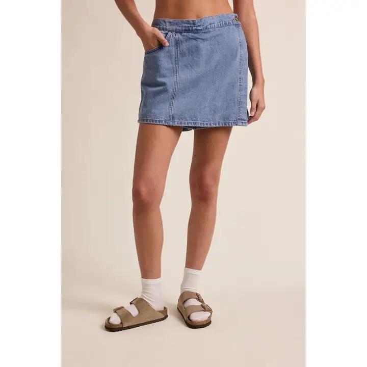 Medium Denim Wrap Skort