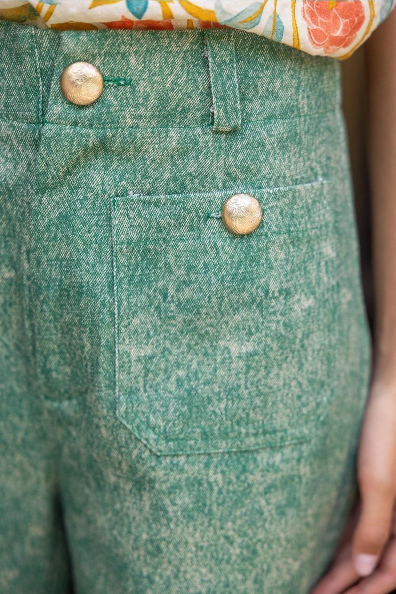 Green Wide Straight Pants