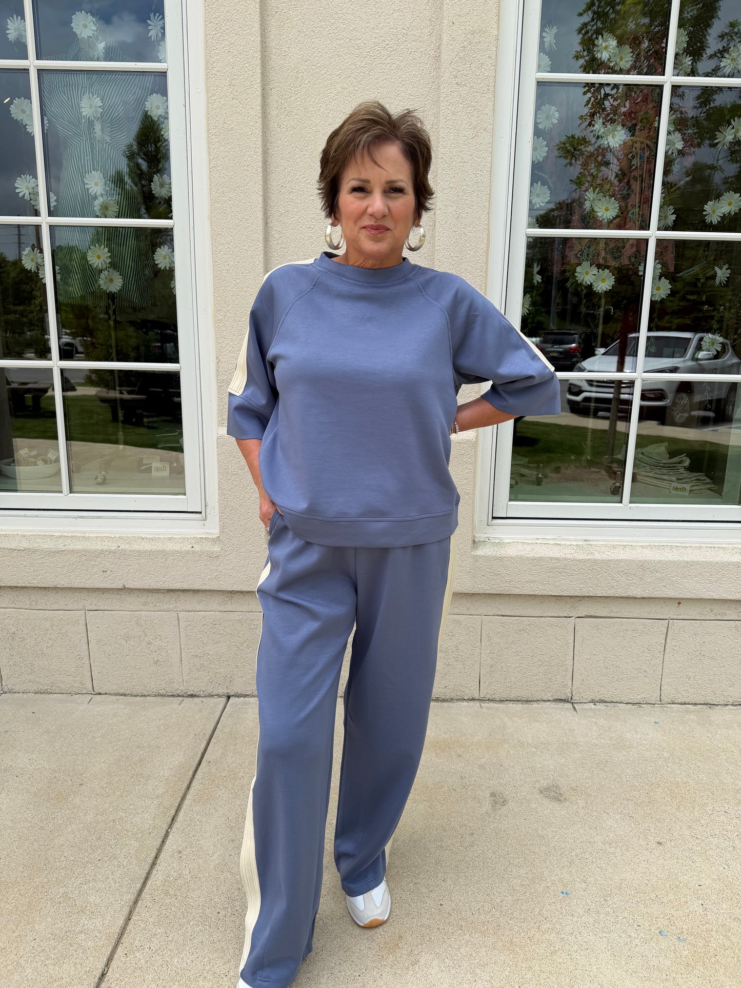 Dusty Blue Scuba Pants Set