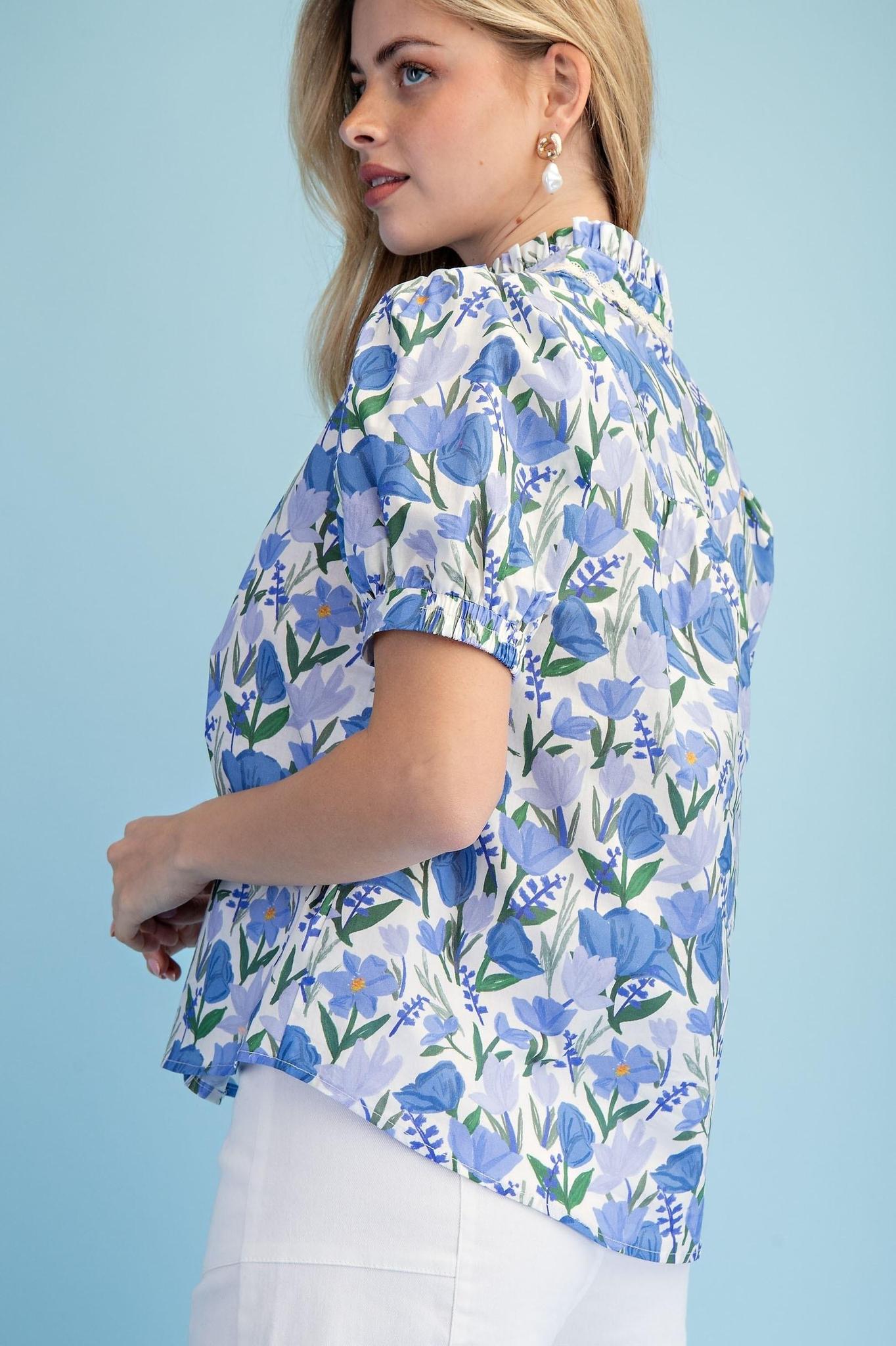 Blue Mix Floral Top