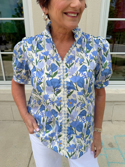 Blue Mix Floral Top
