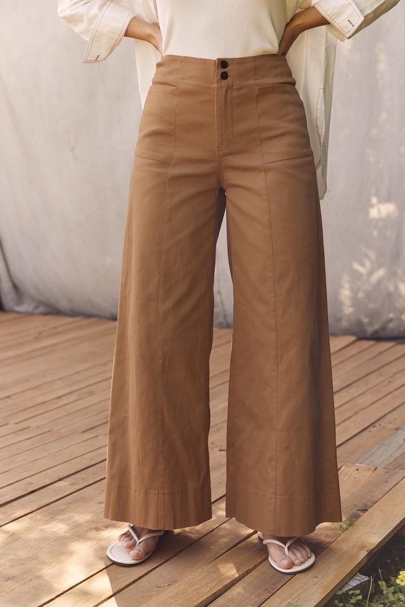 Camel Wide Leg Stretchy Pants