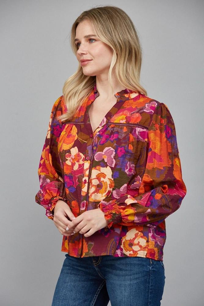 Fall Multi colored V-neck Blouse