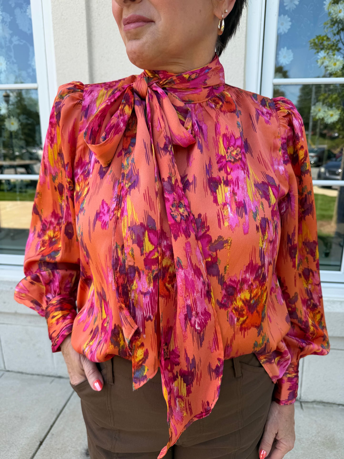 Orange Multi Abstract Top