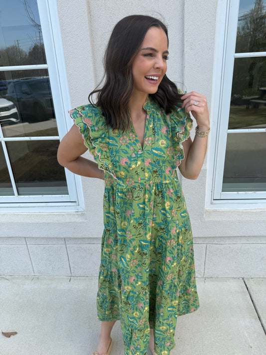 Sage Mixed Maxi Dress