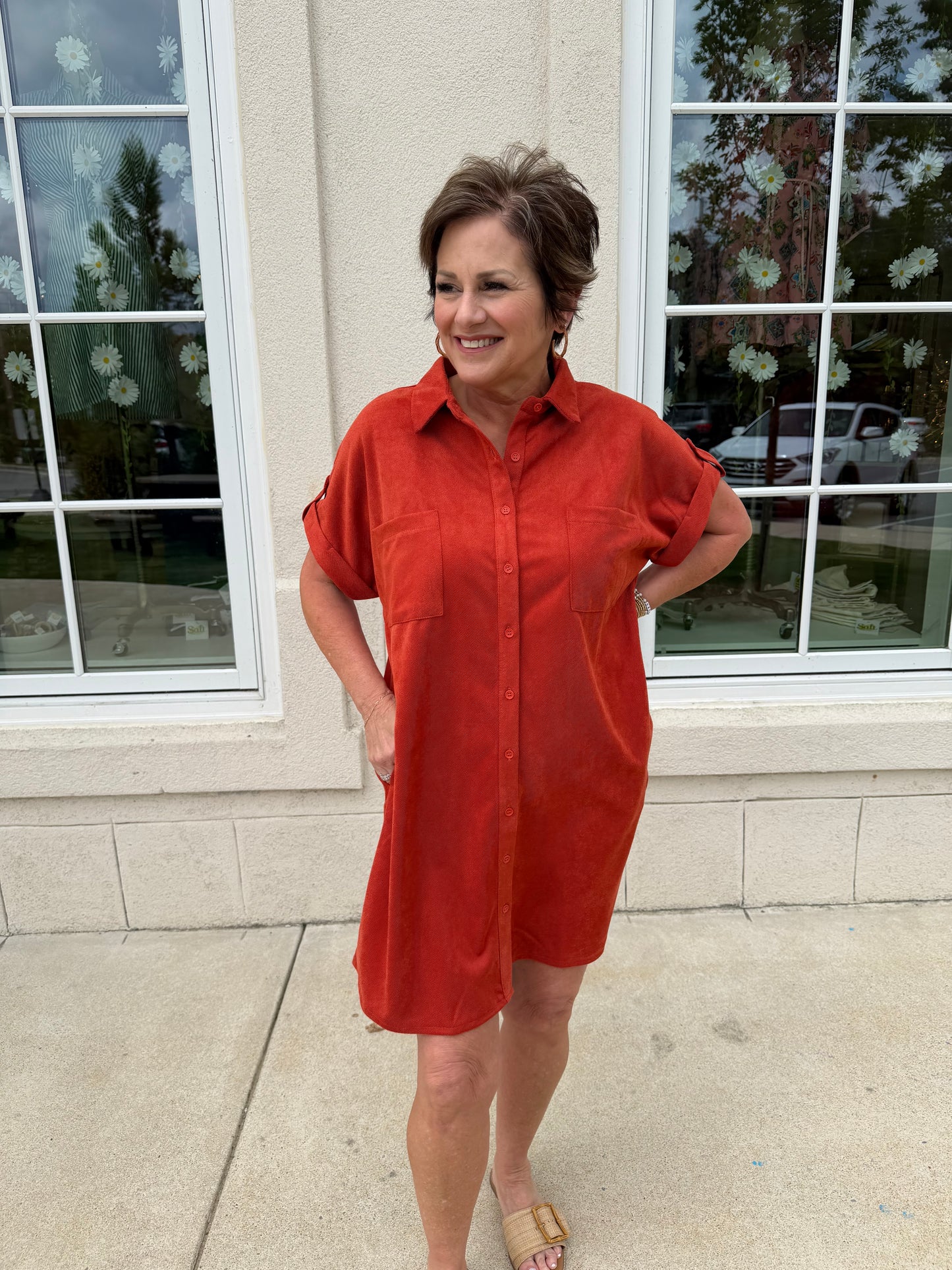 Rust Suede Shirt Dress