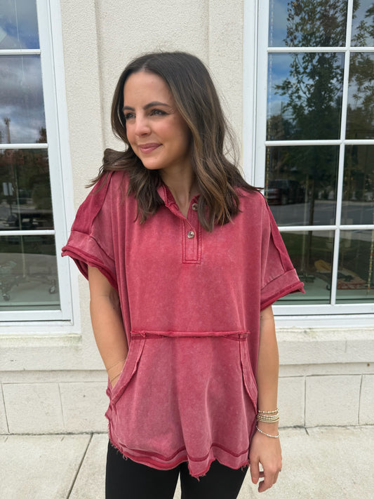 Burgundy Washed Hoodie