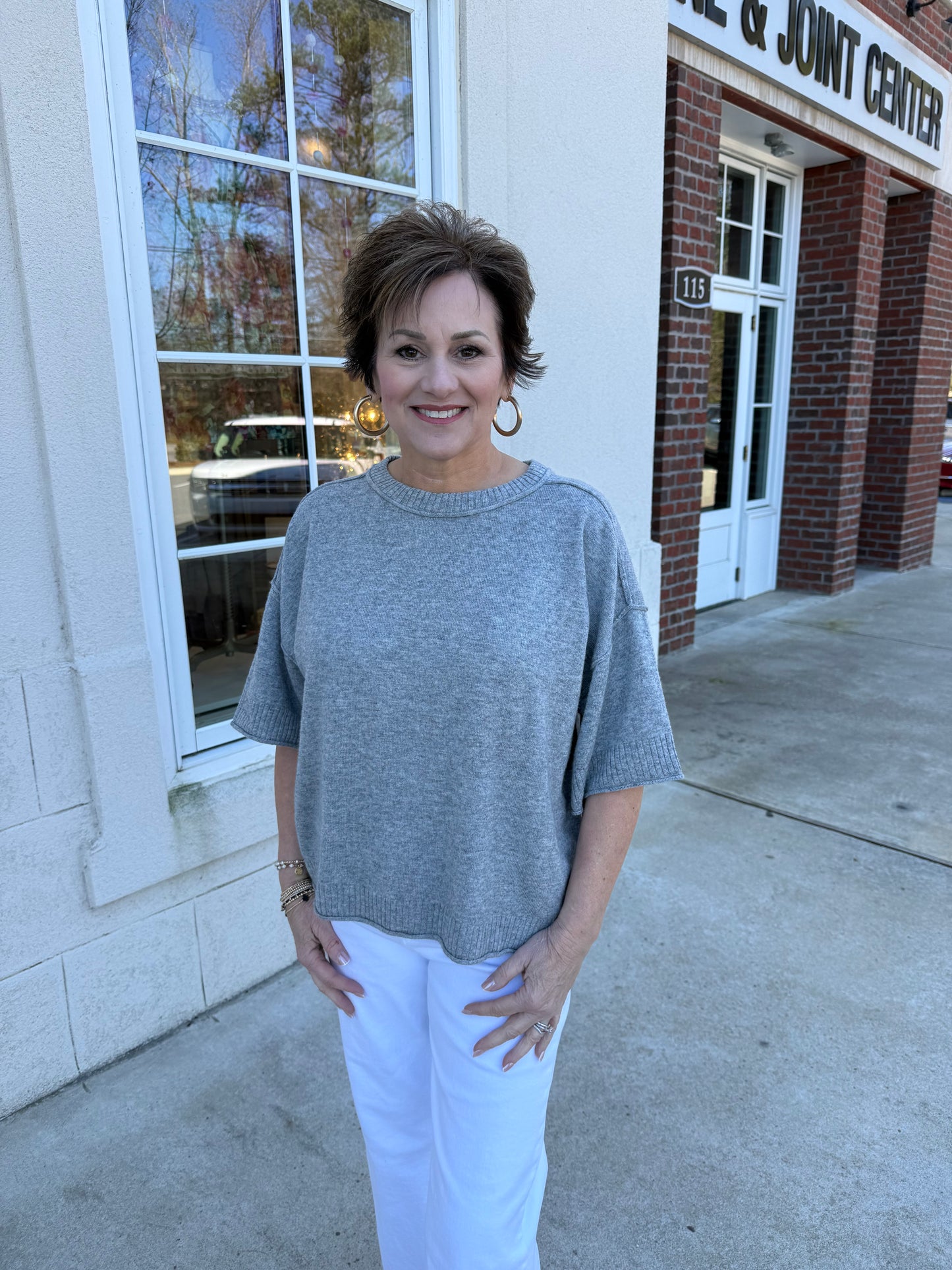 Heathered Grey Cashmere Blend Sweater